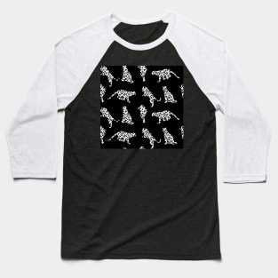 Black and White Leopard Silhouettes Baseball T-Shirt